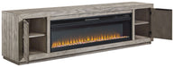 Naydell - 92" TV Stand With Wide Fireplace Insert - Gray - Tallahassee Discount Furniture (FL)