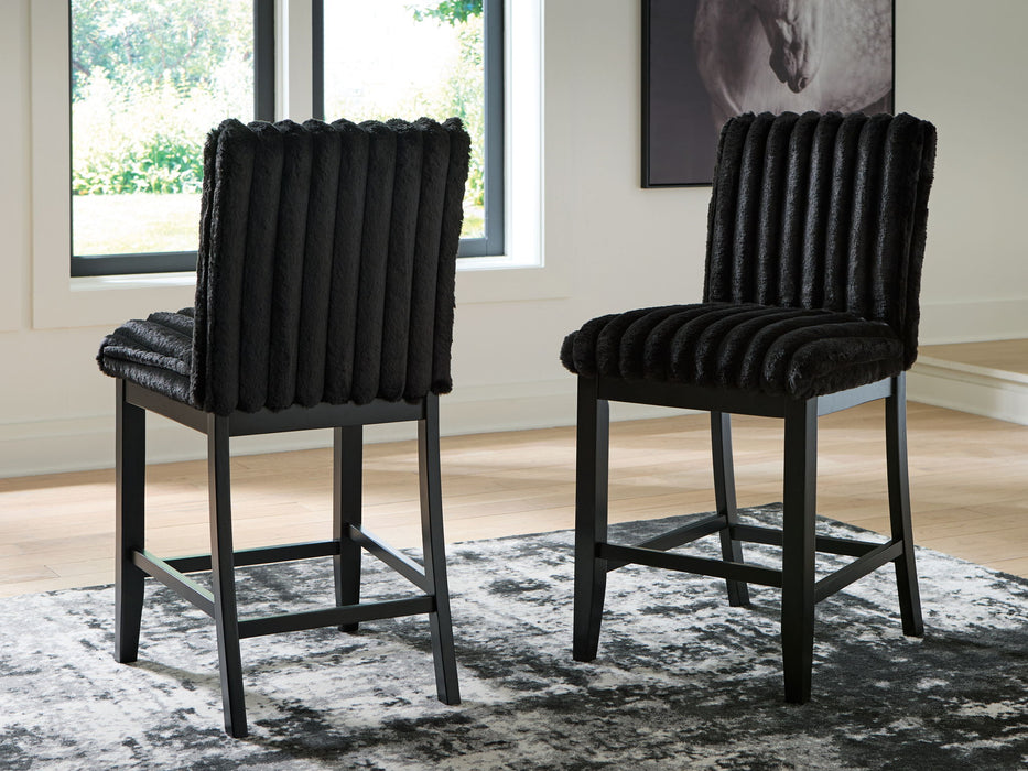 Mervannie - Upholstered Barstool (Set of 2) - Black - Tallahassee Discount Furniture (FL)