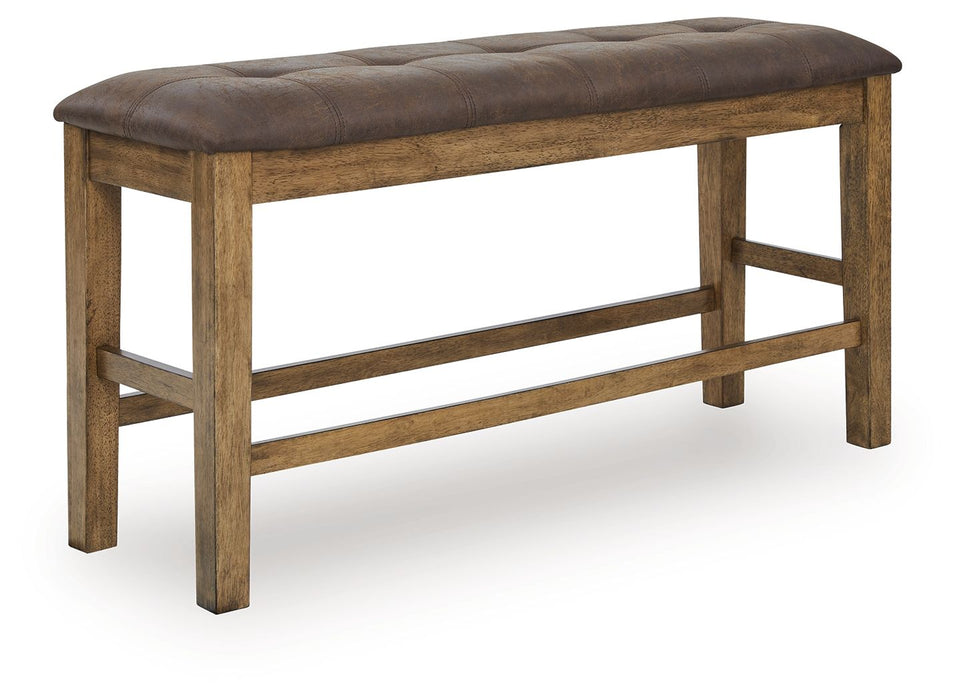 Urbinforte - Double Counter Height Upholstered Bench - Light Brown - Tallahassee Discount Furniture (FL)