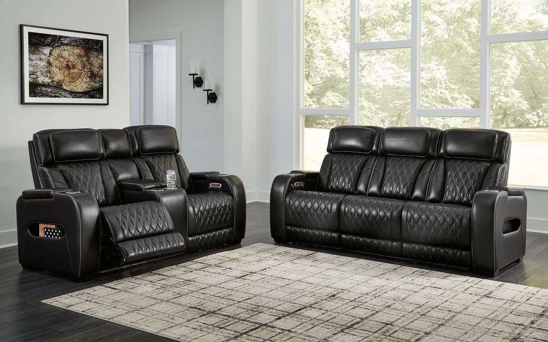 Boyington - 2 Pc. - Power Reclining Sofa And Loveseat - Black - Tallahassee Discount Furniture (FL)
