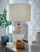 Tavisburg - Brown / White / Gold - Glass Table Lamp - Tallahassee Discount Furniture (FL)
