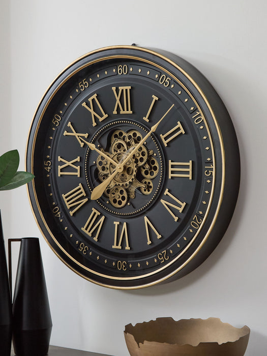 Dairton - Black / Gold Finish - Wall Clock - Tallahassee Discount Furniture (FL)