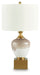 Tavisburg - Brown / White / Gold - Glass Table Lamp - Tallahassee Discount Furniture (FL)