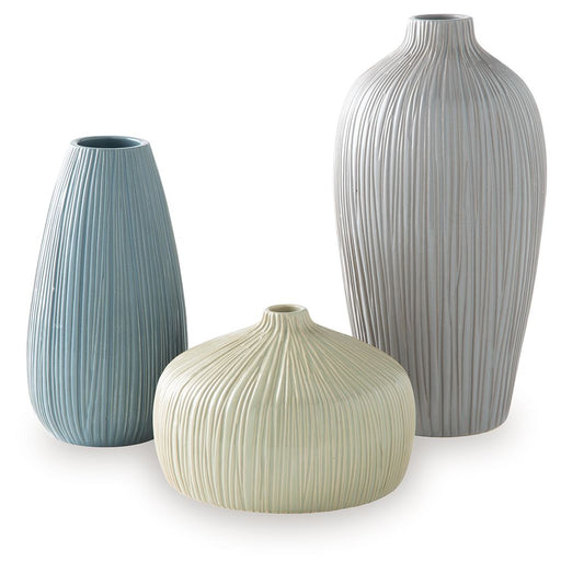 Eiderman - Vase Set (Set of 3) - Gray / Blue / Green - Tallahassee Discount Furniture (FL)