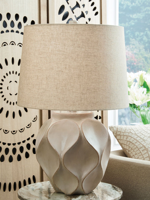 Edselham - Distressed Cream - Paper Table Lamp - Tallahassee Discount Furniture (FL)