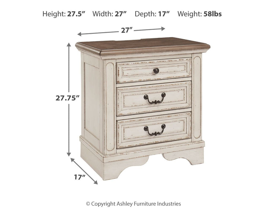 Realyn - Three Drawer Night Stand - White / Brown / Beige - Tallahassee Discount Furniture (FL)