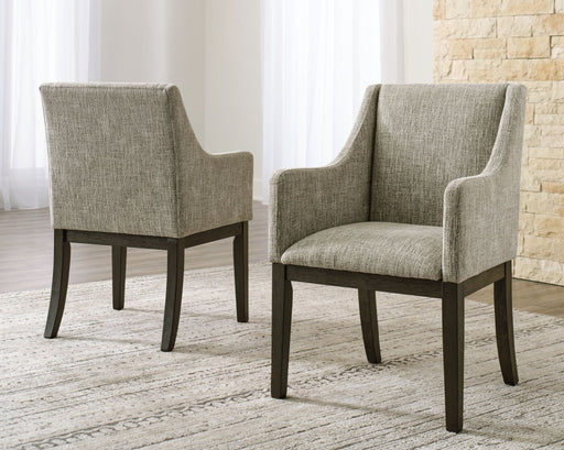Burkhaus - Beige / Dark Brown - Dining UPH Arm Chair (Set of 2) - Tallahassee Discount Furniture (FL)