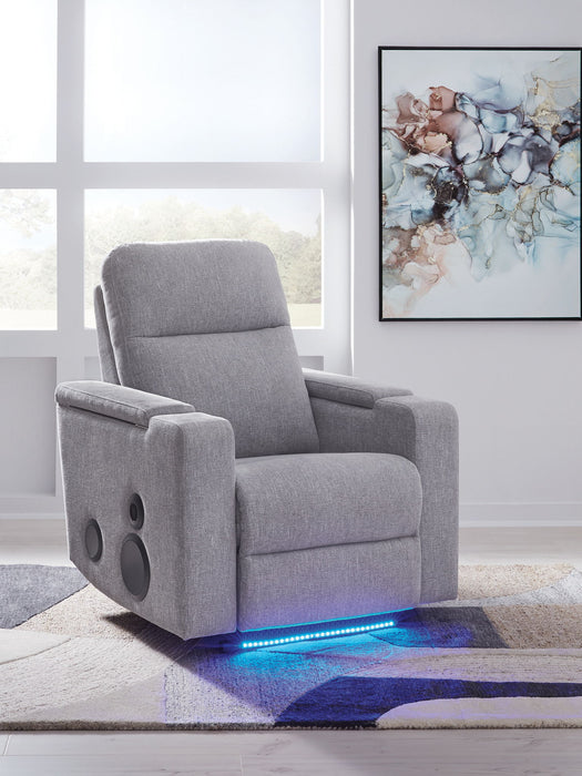 Pineland - Glider Power Recliner With Audio System - Pewter - Tallahassee Discount Furniture (FL)