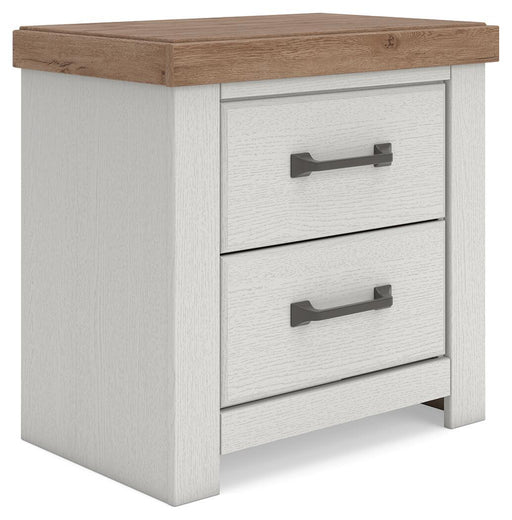 Savonport - Two Drawer Night Stand - White / Brown - Tallahassee Discount Furniture (FL)