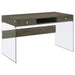 Dobrev 2-drawer Writing Desk Weathered Grey and Clear image
