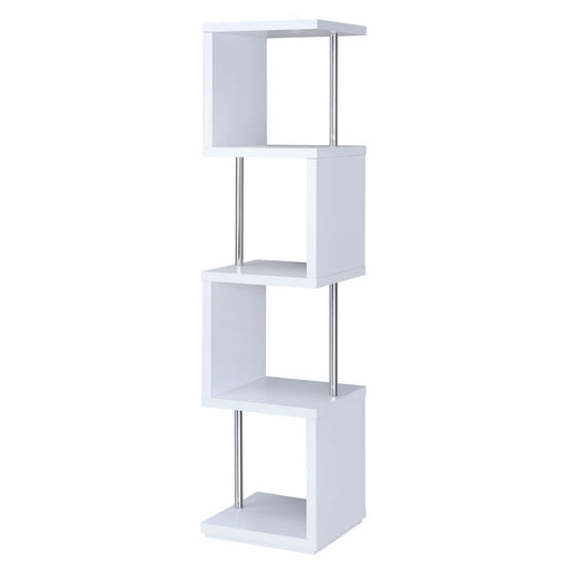 Baxter 4-shelf Bookcase White and Chrome image