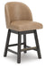 Neymorton - Upholstered Swivel Faux Leather Barstool (Set of 2) - Dark Grayish Brown - Tallahassee Discount Furniture (FL)