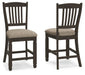 Tyler Creek - Upholstered Barstool (Set of 2) - Black / Grayish Brown - Tallahassee Discount Furniture (FL)