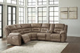 Ravenel - 3-Piece Power Reclining Sectional With Raf Power Reclining Loveseat With Console - Faux Leather - Fossil - Tallahassee Discount Furniture (FL)