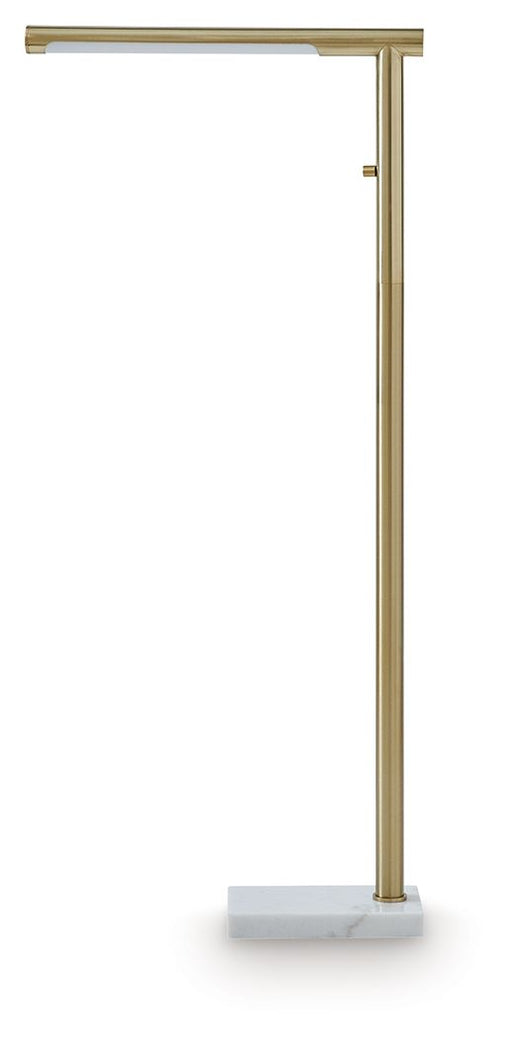 Santiford - Metal Floor Lamp - Gold Finish / White - Tallahassee Discount Furniture (FL)