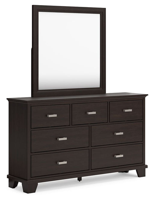Covetown - Dark Brown - Dresser And Mirror - Tallahassee Discount Furniture (FL)