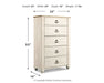 Willowton - Five Drawer Chest - Brown / Beige / White - Tallahassee Discount Furniture (FL)