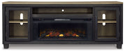 Foyland - 83" TV Stand With Electric Infrared Fireplace Insert - Black / Brown - Tallahassee Discount Furniture (FL)