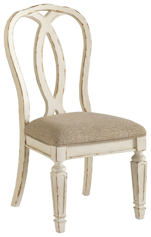 Realyn - Chipped White - Dining UPH Side Chair (Set of 2) - Ribbonback - Tallahassee Discount Furniture (FL)