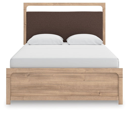 Kinlanni - Queen Upholstered Panel Bed - Tan - Tallahassee Discount Furniture (FL)