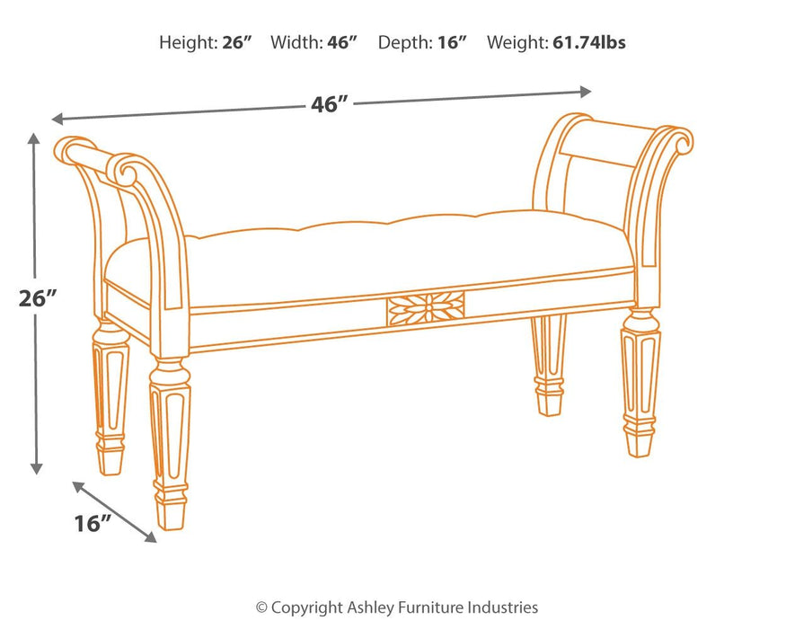Realyn - Antique White - Accent Bench - Tallahassee Discount Furniture (FL)