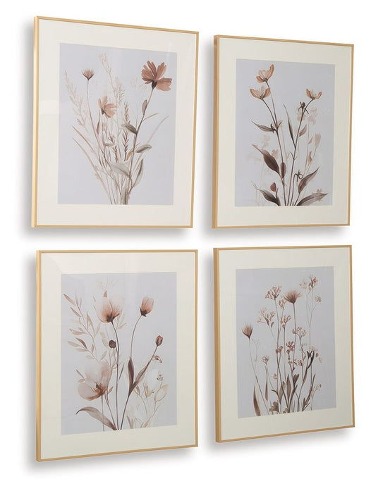 Chettings - Beige / Gray / Blush - Wall Art Set (Set of 4) - Tallahassee Discount Furniture (FL)