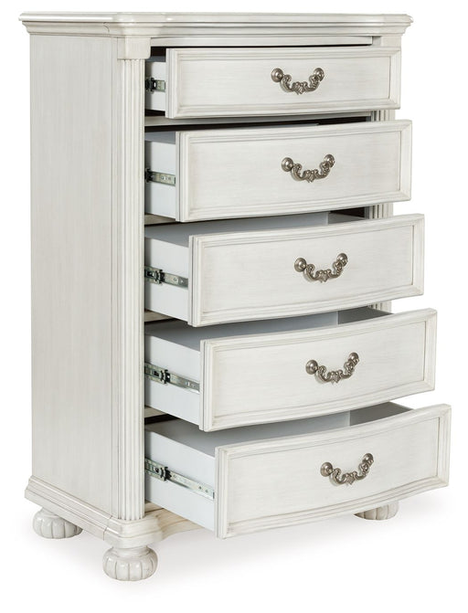 Montelaine - Antique White - Five Drawer Chest - Tallahassee Discount Furniture (FL)