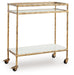 Plattfield - Antique Gold Finish - Bar Cart - Tallahassee Discount Furniture (FL)