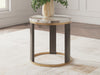 Jazmore - Round End Table - Brown / Brass Finish - Tallahassee Discount Furniture (FL)