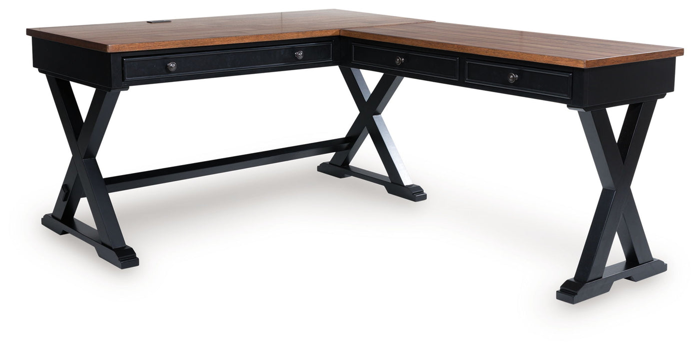 Wildenauer - Brown / Black - Home Office Desk And Return - Tallahassee Discount Furniture (FL)