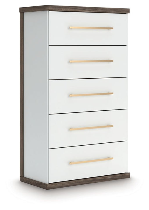 Kendanport - Brown / White - Five Drawer Chest - Tallahassee Discount Furniture (FL)