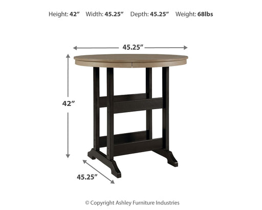 Fairen Trail - Round Bar Table w/Umb OPT - Black / Driftwood - Tallahassee Discount Furniture (FL)