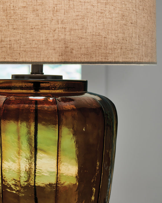 Bainmore - Amber - Glass Table Lamp - Tallahassee Discount Furniture (FL)