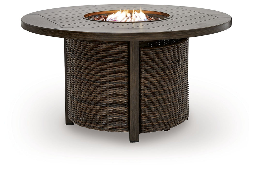 Monterey Point - Round Fire Pit Table - Dark Brown - Tallahassee Discount Furniture (FL)