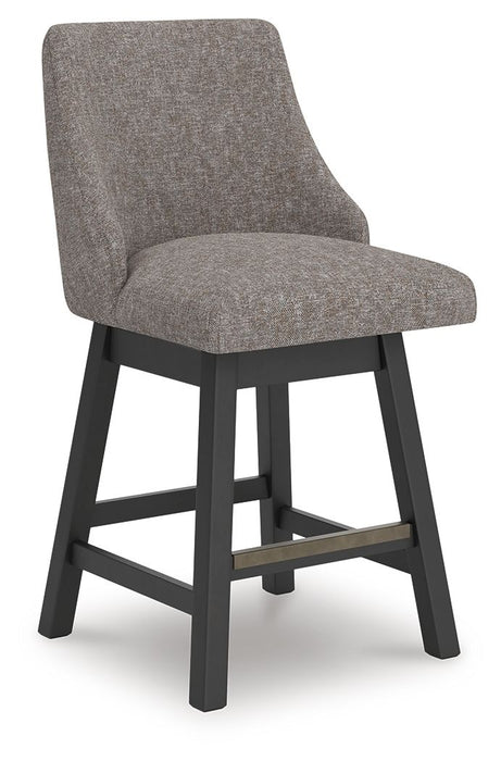 Neymorton - Upholstered Swivel Barstool (Set of 2) - Dark Grayish Brown - Tallahassee Discount Furniture (FL)