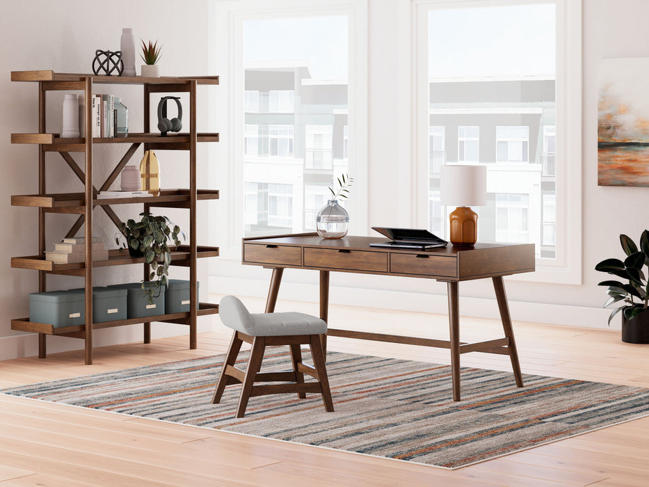 Lyncott - 3 Pc. - Home Office Desk, Chair, Bookcase - Brown - Tallahassee Discount Furniture (FL)