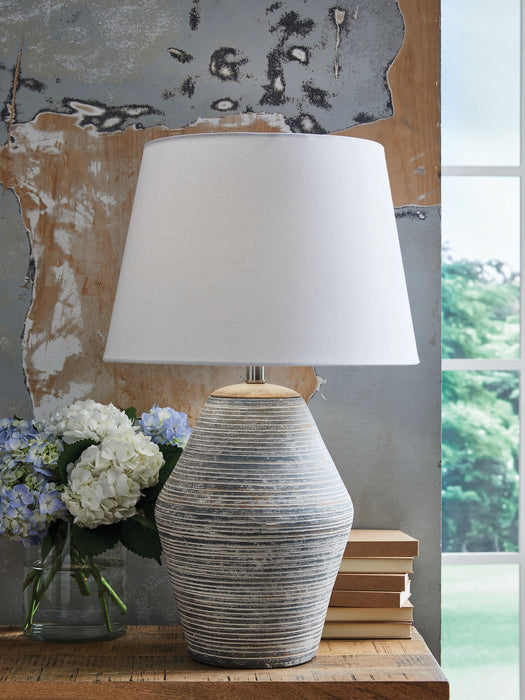 Lawrock - Antique Blue - Terracotta Table Lamp - Tallahassee Discount Furniture (FL)