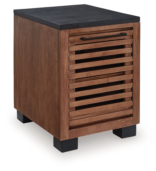 Kallari - Warm Brown / Black - Chair Side End Table - Tallahassee Discount Furniture (FL)