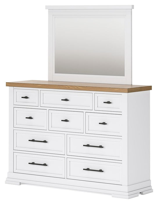 Ashbryn - White / Natural - Dresser And Mirror - Tallahassee Discount Furniture (FL)