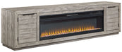 Naydell - 92" TV Stand With Wide Fireplace Insert - Gray - Tallahassee Discount Furniture (FL)