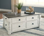 Havalance - White / Gray - Lift Top Cocktail Table with Storage Drawers - Tallahassee Discount Furniture (FL)