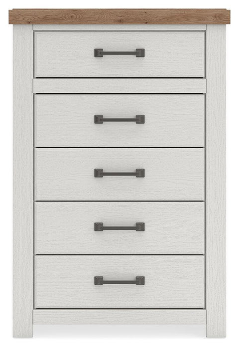 Savonport - Five Drawer Chest - White / Brown - Tallahassee Discount Furniture (FL)