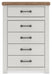 Savonport - Five Drawer Chest - White / Brown - Tallahassee Discount Furniture (FL)