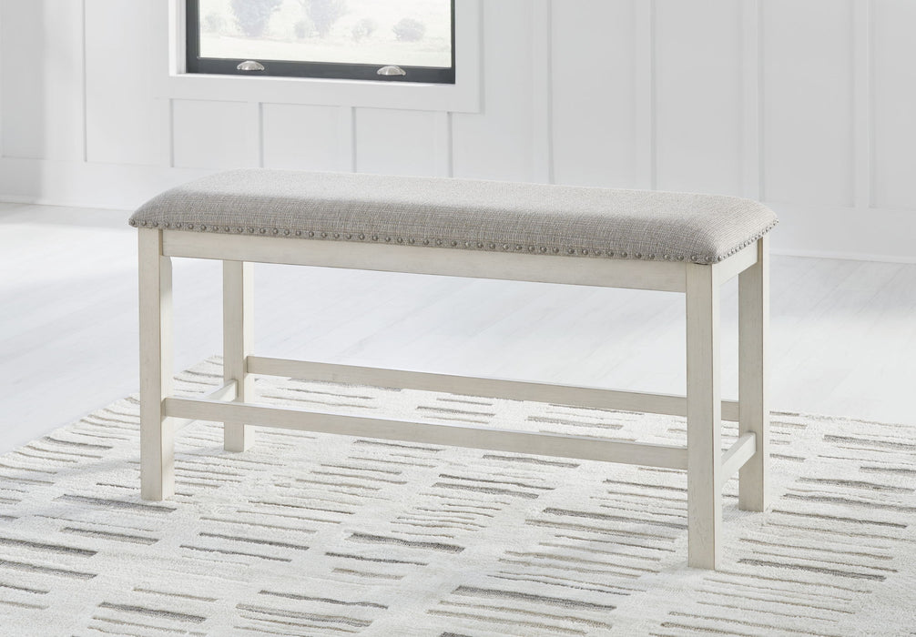 Robbinsdale - Antique White - Dbl Counter Height Upholstered Dining Bench - Tallahassee Discount Furniture (FL)