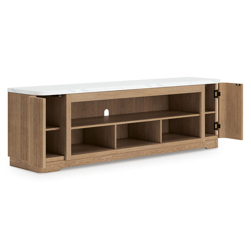 Camdill - XL TV Stand With Fireplace Option - Light Brown - Tallahassee Discount Furniture (FL)