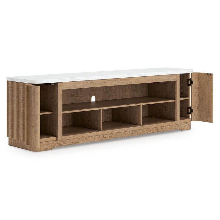 Camdill - XL TV Stand With Fireplace Option - Light Brown - Tallahassee Discount Furniture (FL)