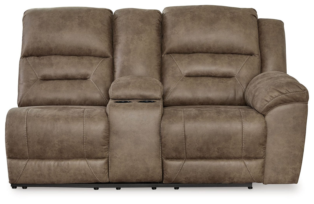 Ravenel - Raf Dbl Reclining Power Loveseat With Console - Faux Leather - Fossil - Tallahassee Discount Furniture (FL)