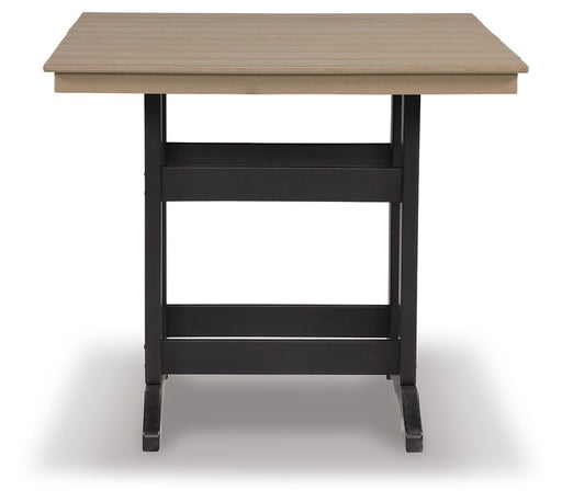 Fairen Trail - Square Counter TBL w/Umb OPT - Black / Driftwood - Tallahassee Discount Furniture (FL)