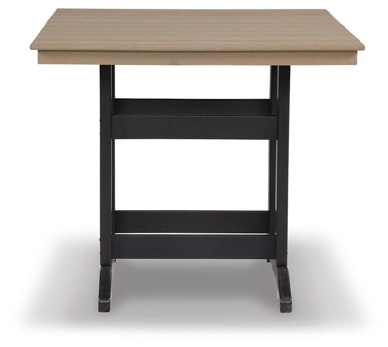 Fairen Trail - Square Counter TBL w/Umb OPT - Black / Driftwood - Tallahassee Discount Furniture (FL)