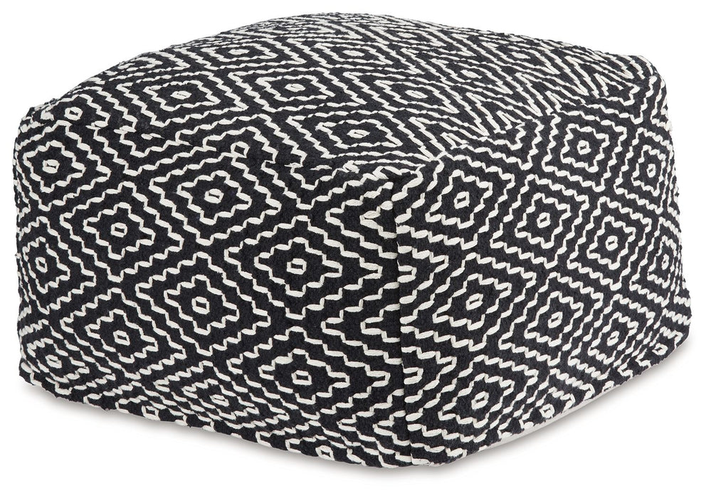 Jasett - Black / Ivory - Pouf - Tallahassee Discount Furniture (FL)